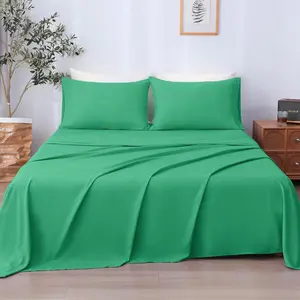 Queen Sheet 4,Emerald Green Ultra  Microbifer, 1600 Count Oeko-Tex, 14-16 Inch Deep Pocket Durable Wrinkle Free