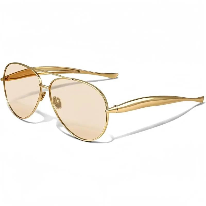 ShineThru Women's Stylish Rectangle Sunglasses - 1 PCS Full Rim Large Frame Double Beam Metal Toad-Inspired Eyewear, Retro Versatile Acetate Gold Sleek Glasses for Daily Wear, Street Photography, Stylish Sunglasses