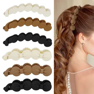 Hair Clips, 6PCS Bow Oval Banana Clips for Medium Thin Hair, 4.1 Inch Matte Strong Hold Half Ponytail Bun Holder, Hair Jaw Clips Barrettes Styling Accessories for Women Girls
