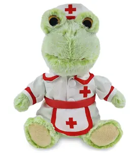 SUPER-SOFT PLUSH - SITTING FROG With NURSE Dress-Up