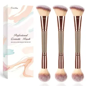 3PCS Angled Blush Brush, Double Ended Makeup Brush for Blush, Slant Brush for Contour and Highlighter, Perfect for Makeup with Powder