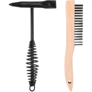 Welding Chipping Hammer with Coil Spring Handle, Cone and Vertical Chisel Welding Chipping Hammer (Hammer and Brush)