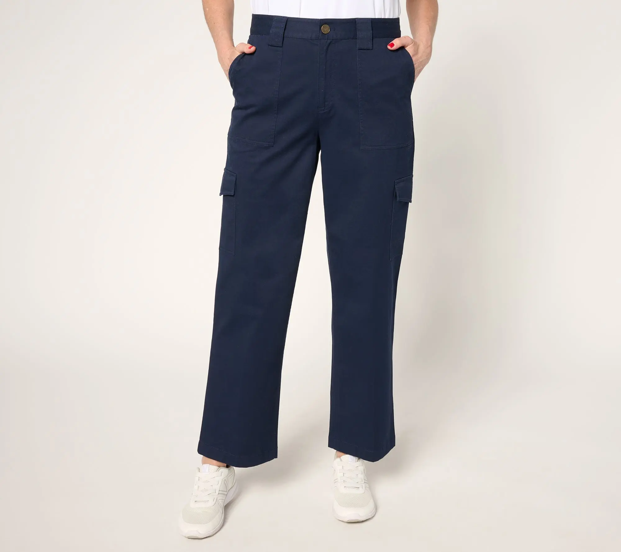 Martha Stewart Signature Petite Twill Straight Leg Cargo Pants