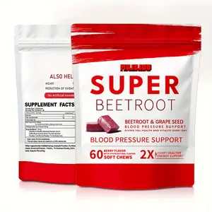 Beets Soft Chews with Beetroot,  Healthy Energy Supplement with Elite Ingredients, Heart Health Superfood, 60 Chews