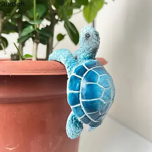 Cute Sea Breeze Resin Turtle Statue Waterproof Weather Resistant Outdoor Garden Sculpture Figurine Ornament for Patio Backyard Yard Balcony Home Decor