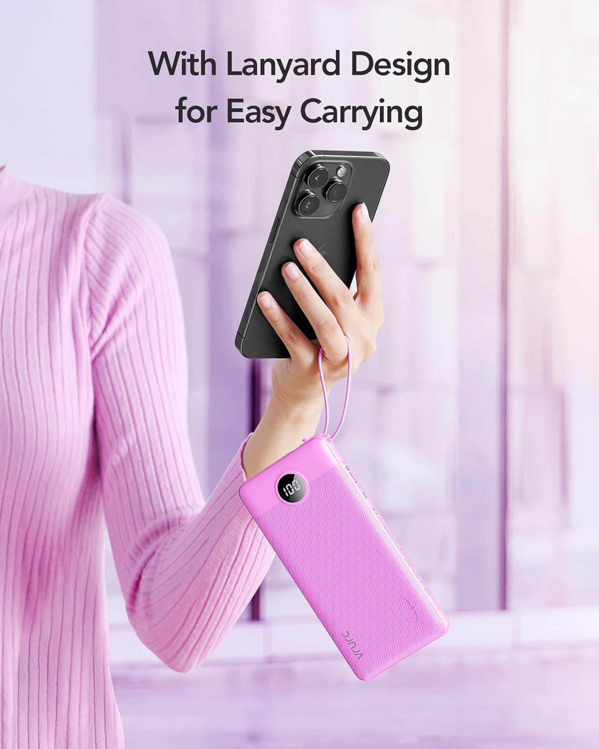 VRURC 10000mAh  Power Bank, Cute Slim Multi-Device Portable Charger with Built-in Cables for iPhone, Android - Purple,back to school,back to school haul