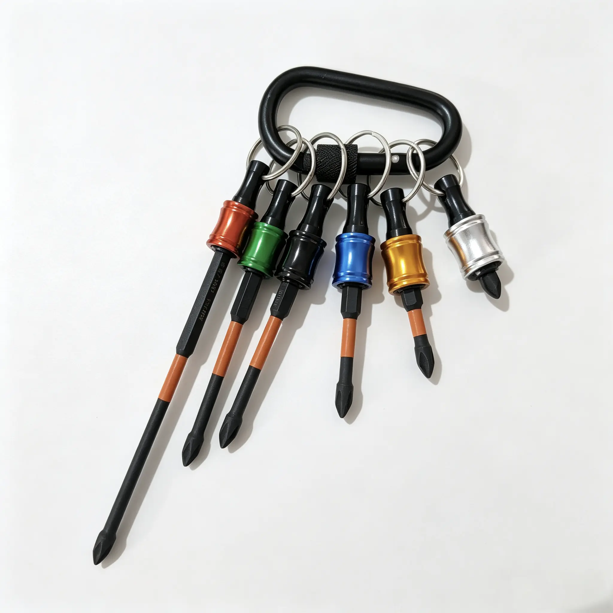 Handyman 2-Piece Carabiner Drill Bit Holder Keychain Set - Compact Impact Screwdriver Bits, Portable Storage Organizer for DIY Enthusiasts, Repair Jobs
