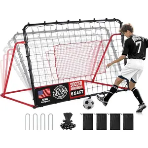 Soccer Rebounder Net, 10 Adjustable Angles 6x4FT Soccer Kickback Trainer for Passing, Ball Control & Volley Practice, Easy Setup Portable Football  Net for Solo & Team Use
