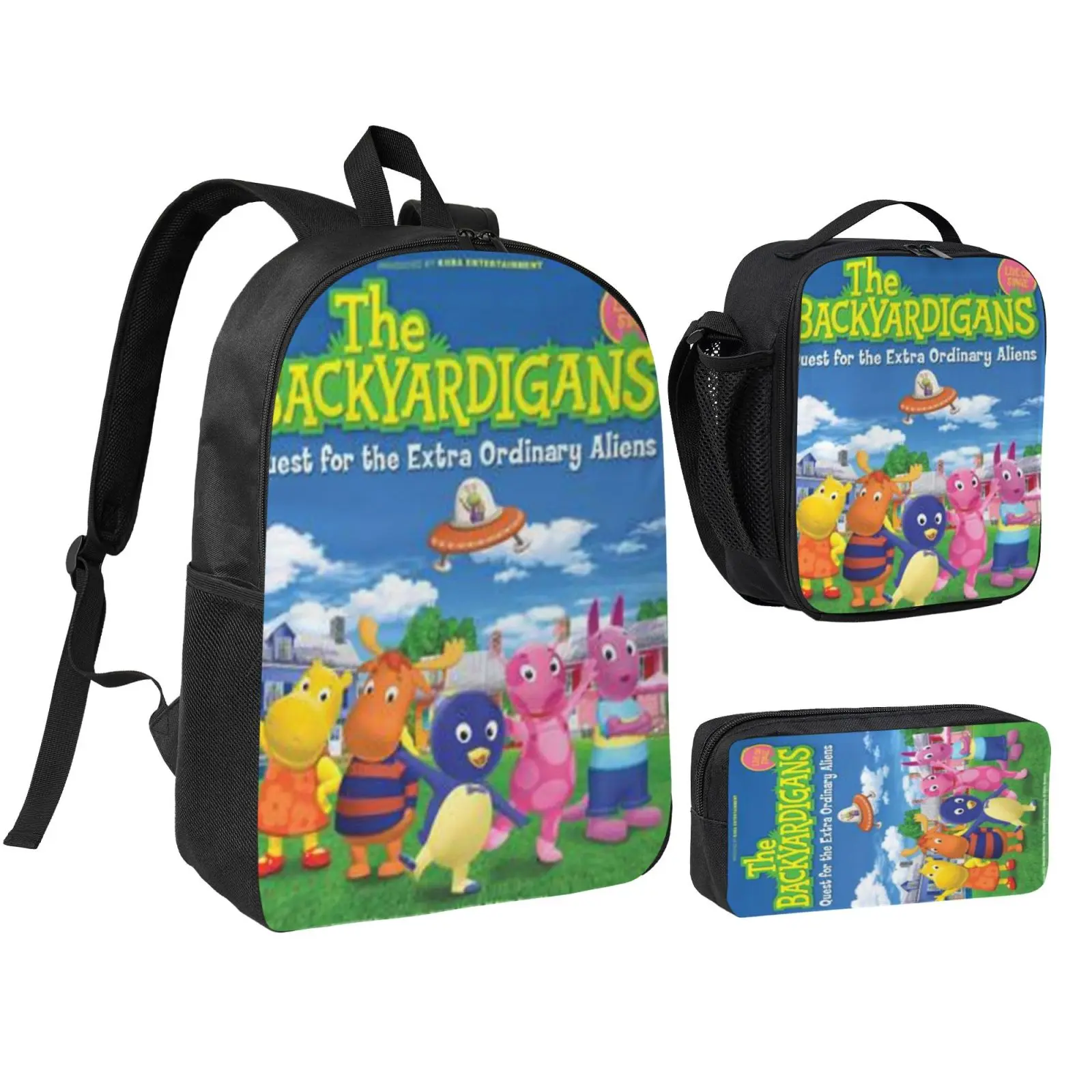 3PCS The Backyardigans Backpack Set Water Resistant Reusable with Adjustable Straps School Travel Hiking Daypack Large Medium Small 3 Piece Set