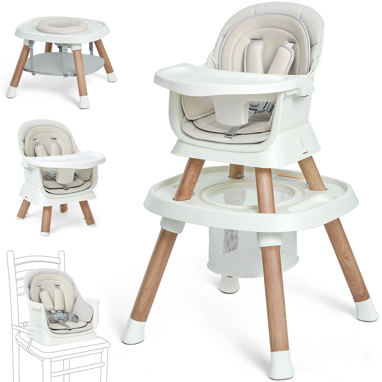 BabyBond 14-in-1 Luxury High Chair for Babies & Toddlers, Convertible Baby High Chair with Activity Center, Baby Joy Highchair for Ages 6-72 Months, Gifts for babies, Mothersdaygift