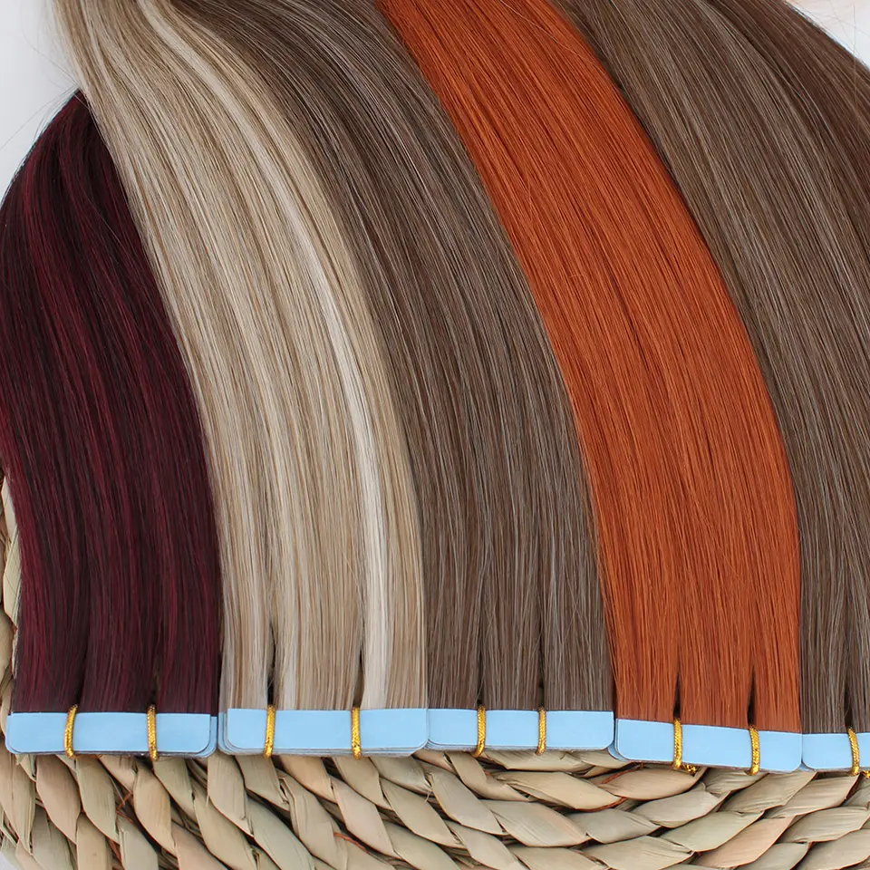 Women's Tape In Extensions, 20pcs Lot 24in Bio Synthetic Heat-Resistant Straight Seamless PU Skin Weft Hair Extensions, Attachment Tips Synthetic Extensions & Pieces