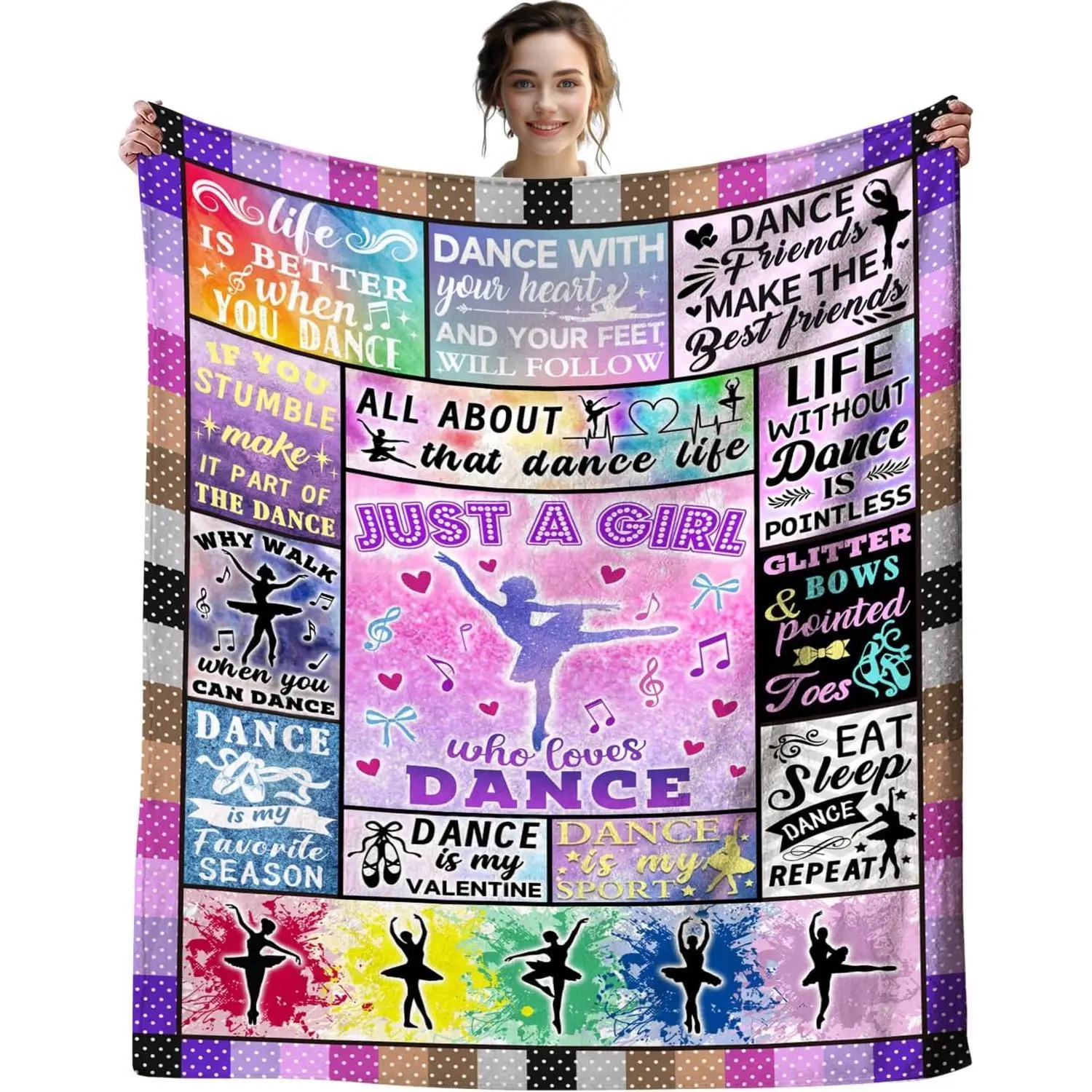 Flannel Blanket |Ballet Dance Flannel Throw Blanket For Girls Women, Perfect Dance Recital Gifts Ballerina Stuff, Best Gifts For Dancers Teens Kids Teacher Adults Dance Lovers| Home & Gift