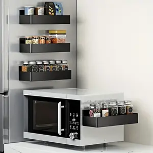 Magnetic Absorption Rack 2pcs/4pcs Wall-Mounted Storage for Refrigerator Washing Machine Cabinet Kitchen Seasoning Beverage Durable Plastic Anti-Slip Design Modern Organizer Minimalist Multipurpose Rack for Apartment Dwellers Decor fridge shelf