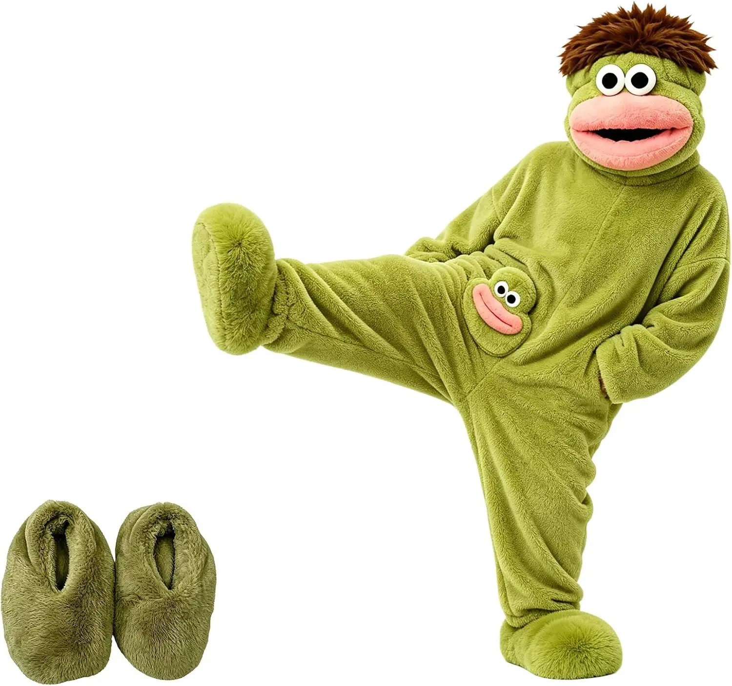 Soft casual loungewear cute pajamas designed for home sleepover, upgraded thick wearable blanket hoodie jumpsuit full kit with comb & foot covers, unique holiday present for spooky season couple and teen group events