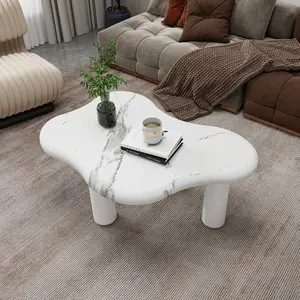 【GOOGREAT】Cloud Coffee Table Classic Modern Marbling Tea Table, Irregular Indoor End Table For Living Room Apartment Free Shape with 3 Legs