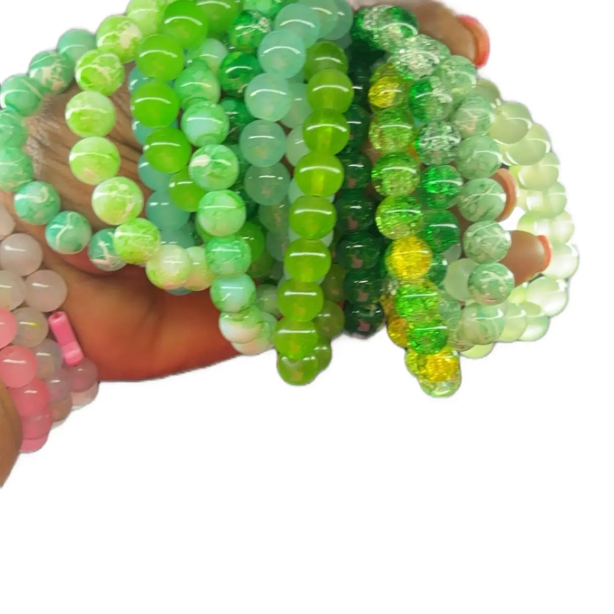 Green Beaded Bracelet for Women, Fashion Accessory(1 per order not a set)