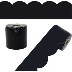 65Ft Black Bulletin Board Borders, 1 Roll of Scalloped Trim for Whiteboard, Cork, Posterboard, Party, Office and Classroom Decorations