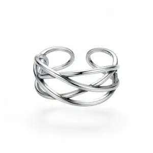 Multi-Layer Crisscross Open Ring in Silver