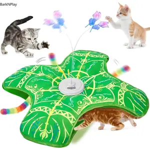 Interactive Cat Toy for Indoor Cats, Rechargeable Touch-Activated Hide and Seek Flutter Toy for Kittens and Adult Cats, Automatic Moving Teaser for Exercise, Hunting Training and Boredom Relief, Green