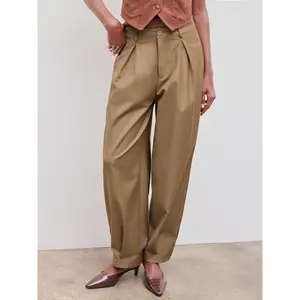 Cider [size 2-10] Mid Rise Solid Pocket Pleated Tapered Trousers