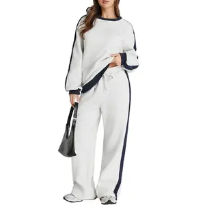 Women’s 2-piece fleece sweatsuit casual lounge matching set crewneck loose fit cozy sweatshirt & straight-leg sweatpants womenswear TikTok Shop fall deals for you