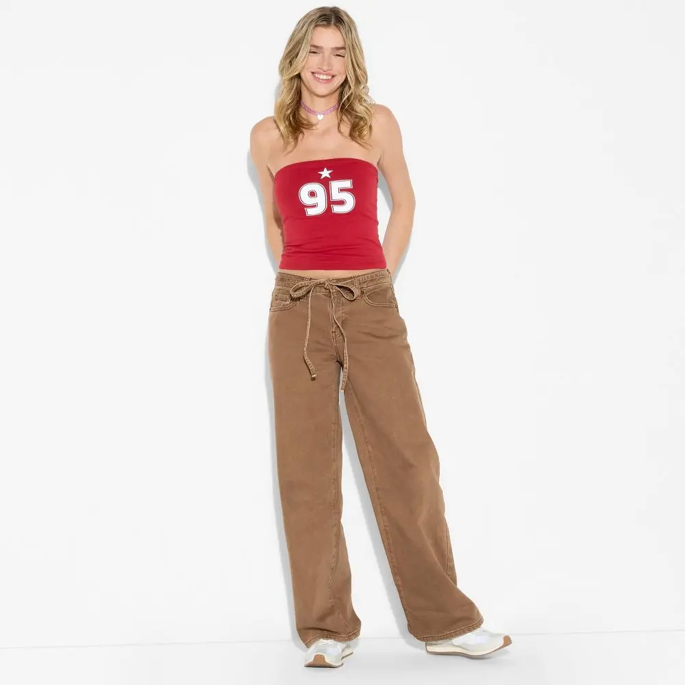 Women's Low-Rise Baggy Jeans - Wild Fable Brown 2
