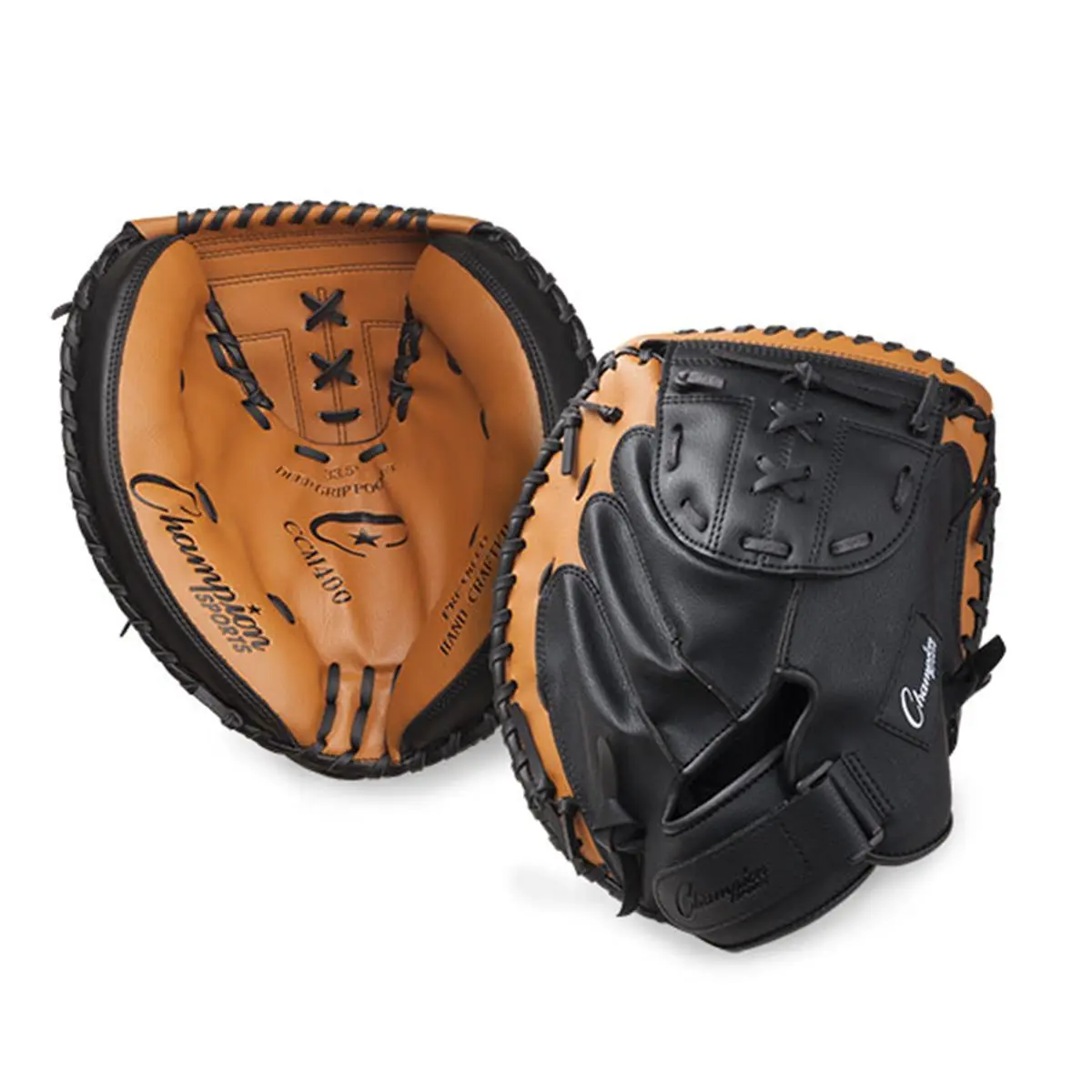 212 MAIN Softball Catcher's Mitt, 33.5 in., Brown & Black, Full Grain, Pre-Oiled, Adjustable Strap, Deep Pocket