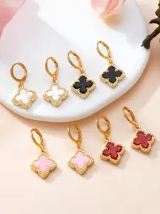 Elegant Four-Leaf Clover Pendant Earrings, Fashionable Women's Party Earrings, Single Wear or Pair with Other Accessories