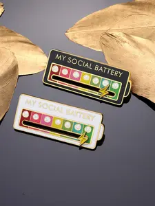 Creative Slide Social Battery Design Brooch, Fashion Alloy Badge for Daily Wear, Trendy All-match & Exquisite Brooch for Birthday Gift, Fashion Accessory