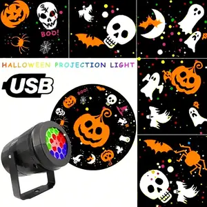 USB LED Projector Decor, Rotating Halloween Christmas Patterns Spooky Bats Pumpkins Spider Webs Skeletons Snowflake, Calm Breeze Light for Home Garden Party Decoration Mother’s Day Gift,Father’s Day Gift