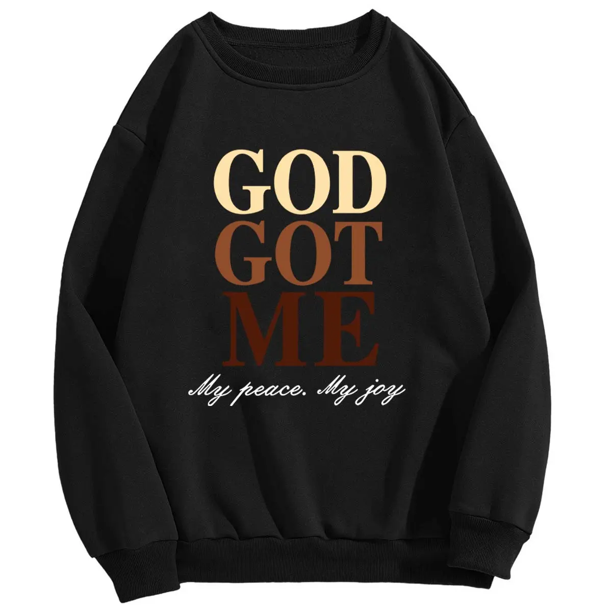 Retro Acid-Washed Sweatshirt, Unisex 'GOD GOT ME' Graphic Tops, Soft Cotton Blend with an Oversized Fit, Baggy, Menswear, Loose, Fabric, Printed, Cloth, Hoodie, Halloween, Party, Casual, Polyester, Thanksgiving, Easter, Pullover