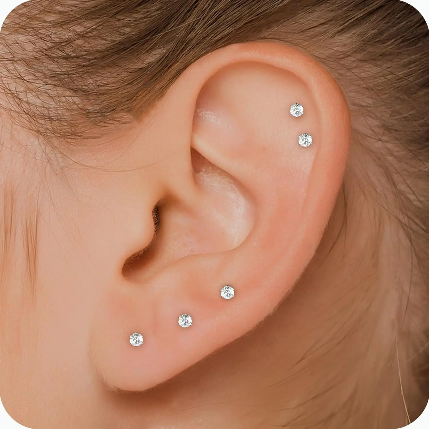 10 Pairs Small Stud Earrings for Women – Hypoallergenic Stainless Steel Tiny Earrings for Sensitive Ears, Cubic Zirconia Simulated Diamond Stud Earrings