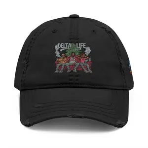 Distressed Embroidered Dad Hat — 'Delta Life' Vintage Crew Design