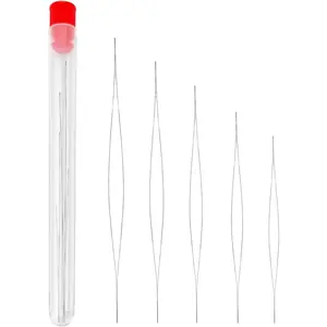 5 Sizes Big Eye Beading Needles Seed Beads Needles Collapsible Embroidery Beading Needles with Needle Bottle for Craft and Jewellery Making