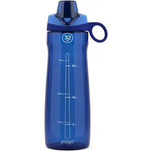 Plastic Water Bottle with Chug Lid and Carry Handle, Reusable, BPA Free, Dishwasher Safe, Perfect for Travel, School, Outdoors, and Gym |   18oz, 32oz, 40oz, 64oz gallon water jug Drinkware Cup Tumbler Mug Bottled Washable Portable Blue