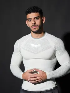 Men's Quick-Dry Tight-Fit Cycling Shirt, Training Sports Compression Long Sleeve, Fitness Gym Top, Ideal for Active Lifestyle, Gym Workout Tops