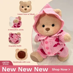 Getahug Love Heart Sweater Bear | Handmade Teddy Bear Gifts Pusheen Stuffed Animals, Plush Holiday Gift 12 Inch Interactive Joints Exquisite Outfit Teddybear Durable Soft Fluffy