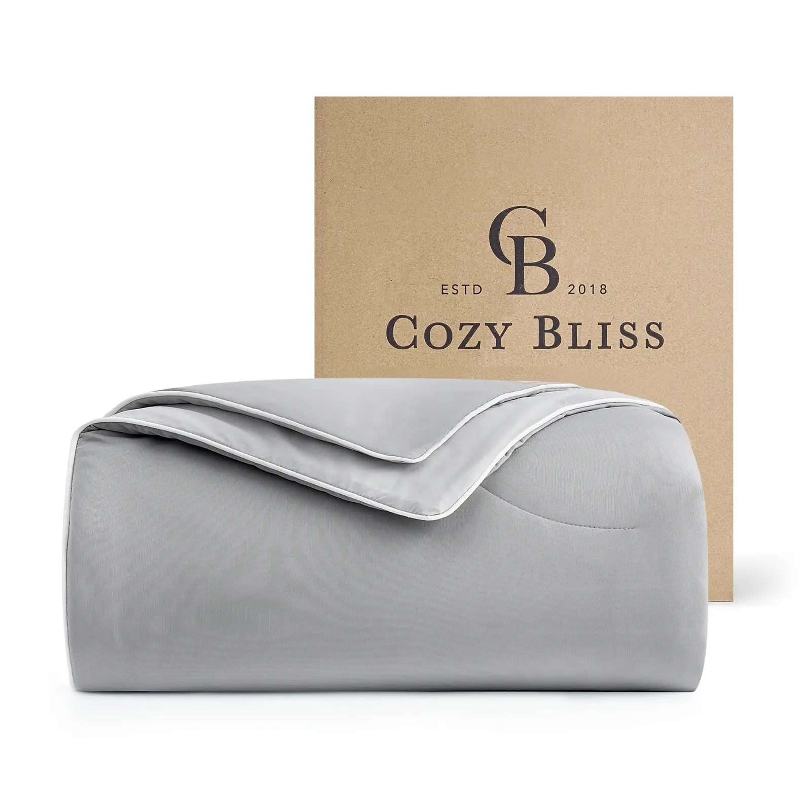 Cozy Bliss Cooling Comforter, Reversible Lightweight Cooling Blankets for Hot Sleepers and Night Sweats, Q-Max>0.45 Soft Breathable Silky Smooth Summer Comforter, Cool Grey, 68"x90"
