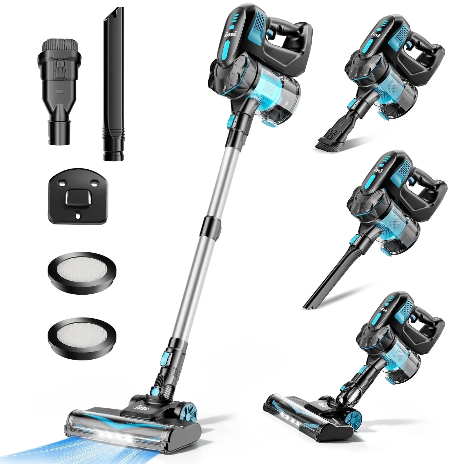 INSE Cordless Vacuum Cleaners, 6-in-1 Lightweight Stick Vacuum for Hardwood Floor Carpet Pet Hair, V770