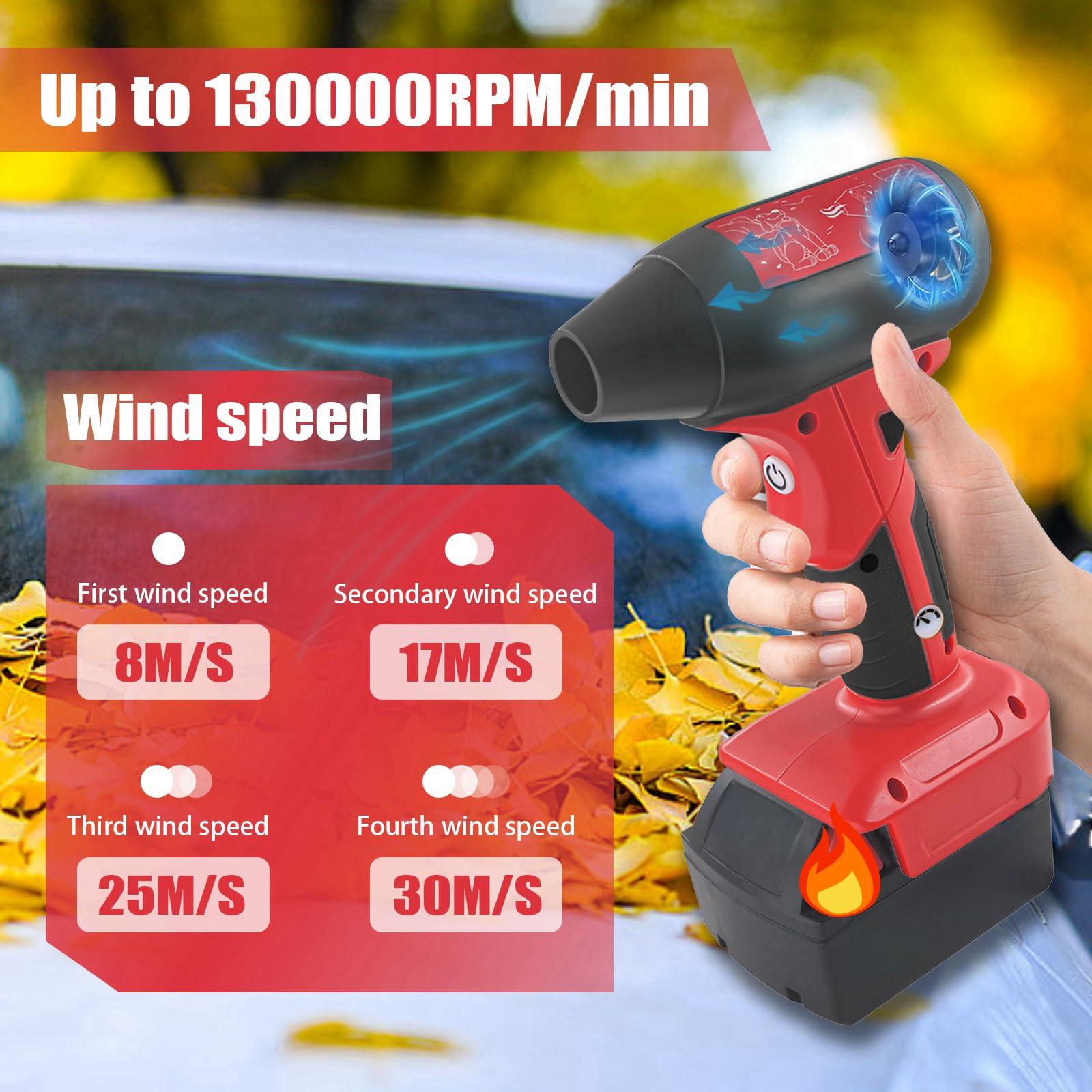 TPDL Cordless Air Blower for Milwaukee M18 18V Battery, 130000RPM Turbo Jet Fan, 4 Adjustable Speeds Portable Handheld Blower for Car Cleaning, Camping, Leaf Blowing (Tool Only, Battery Not Included)