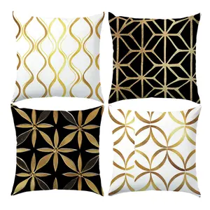 4PCS Simple Geometric Throw Pillow Cover, 18 x 18 Inch, Pillow Cover for Cushion Living Room, Bedroom, Couch and Sofa, High Listed Printed (No Pillowcase Insert)