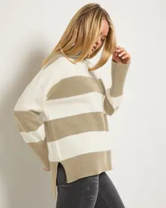 Port Mock Neck Striped Sweater