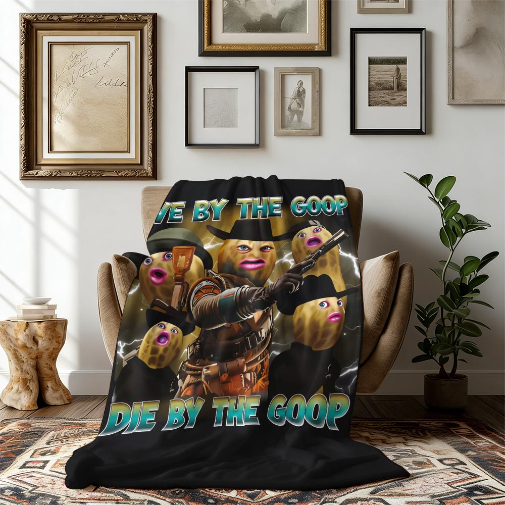 Live By The Goop Die By The Goop Funny Peanut Meme Print Flannel Blanket Cooling Blanket Homegoods Soft Cozy For Bedroom Living Room Sofa Couch For Meme Lovers Teens Adults Perfect Gift Suitable for all four seasons
