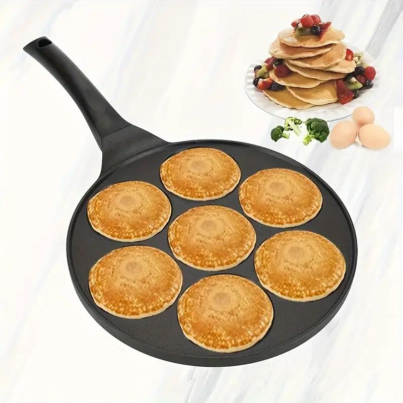 7-hole Non-stick Pancake Pan Egg Frying Pan Mini Detachable Handle Pancake Skillet Non-stick Aluminum Material 7 Unique Smiley Face Designs Easy to Clean Perfect for Kids' Breakfast Smiley Face Egg Pan with Cool-touch Handle