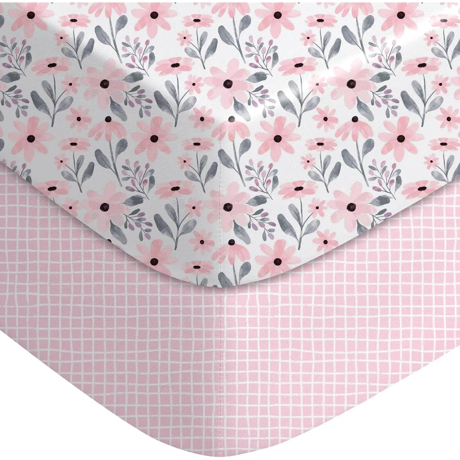 Pack and Play Sheets Girl 2 Pack, 38x26 Mini  Sheets Fitted for  Compatible with Graco Pack n Play Mattress,Ultra Soft Breathable Microfiber  Floral