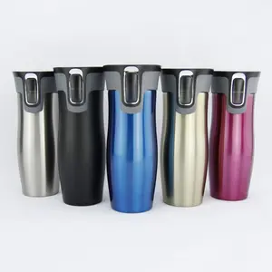 Self-Locking Stainless Steel Travel Mug with BPA-Free Easy Clean Lid, Leakproof Vacuum Insulated Coffee Cup for Travel Use