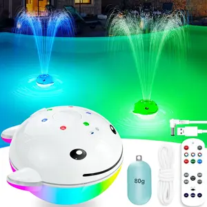 Pool Fountain with Remote, Dolphing Floating Pool Fountain with Lights, Above Ground Pool Water Fountains with Anchor, Swimming Pool Fountains for Inground Pool-1PC,White