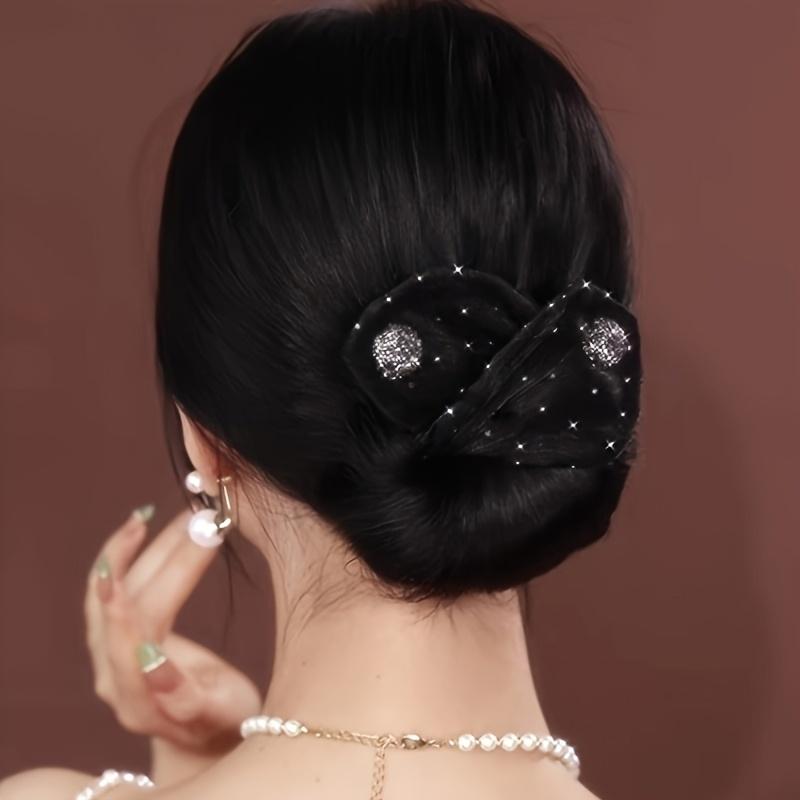 1PCS New Shiny Rhinestone Twist Hair Clip Fashionable and Versatile, Suitable for Any Hair Volume, Lazy Bun Styling Tool, Bow Hair Clip Hair Accessory for Women