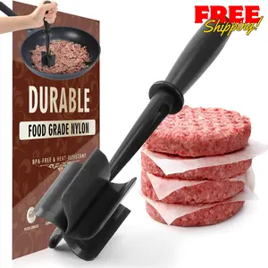 Premium Meat Chopper - 5 Curve Blade Ground Beef Smasher Tool