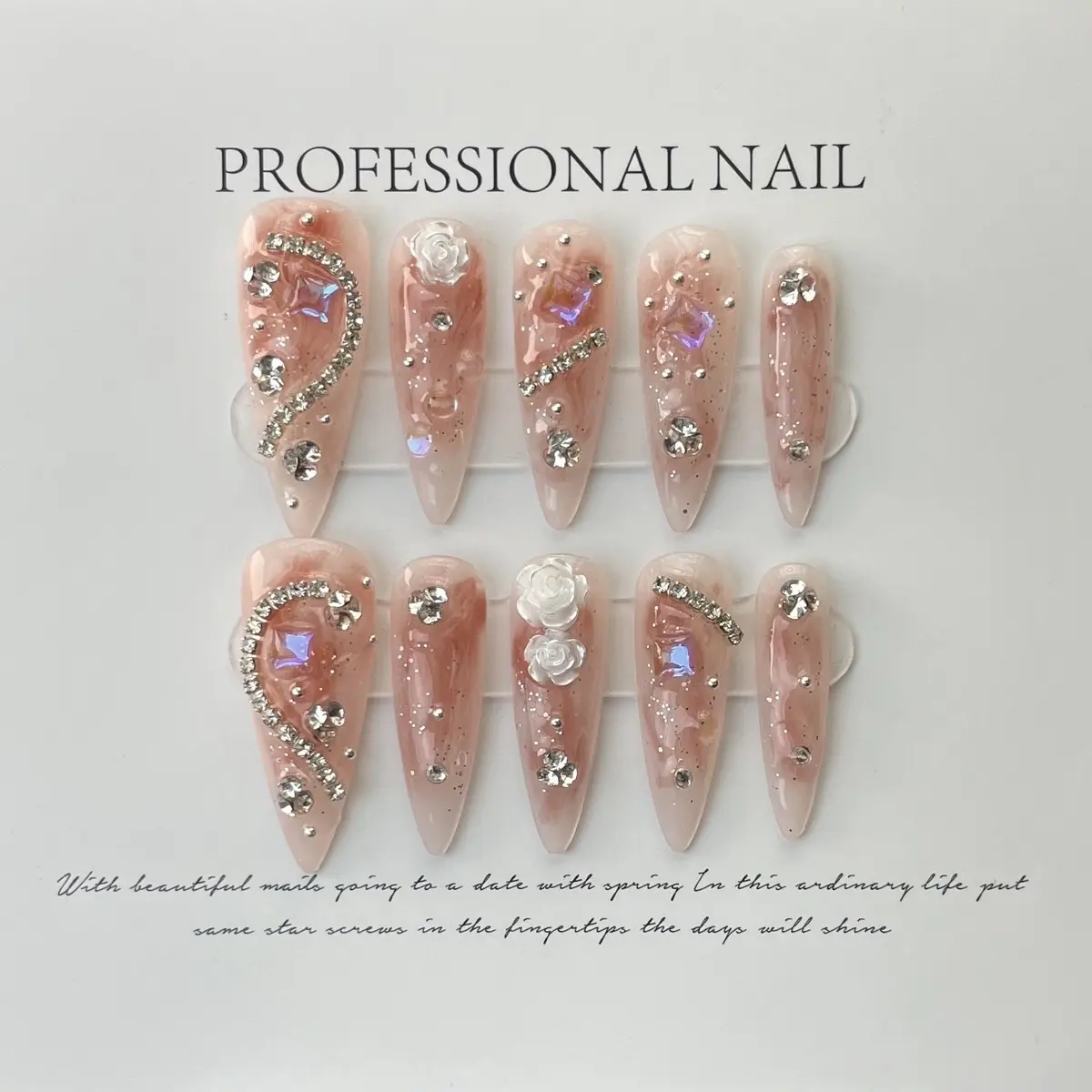 A28- Reusable Premium Press on Nails Gel | Fake Nails | Cute Fun Colorful Gel Nail Artist faux nails